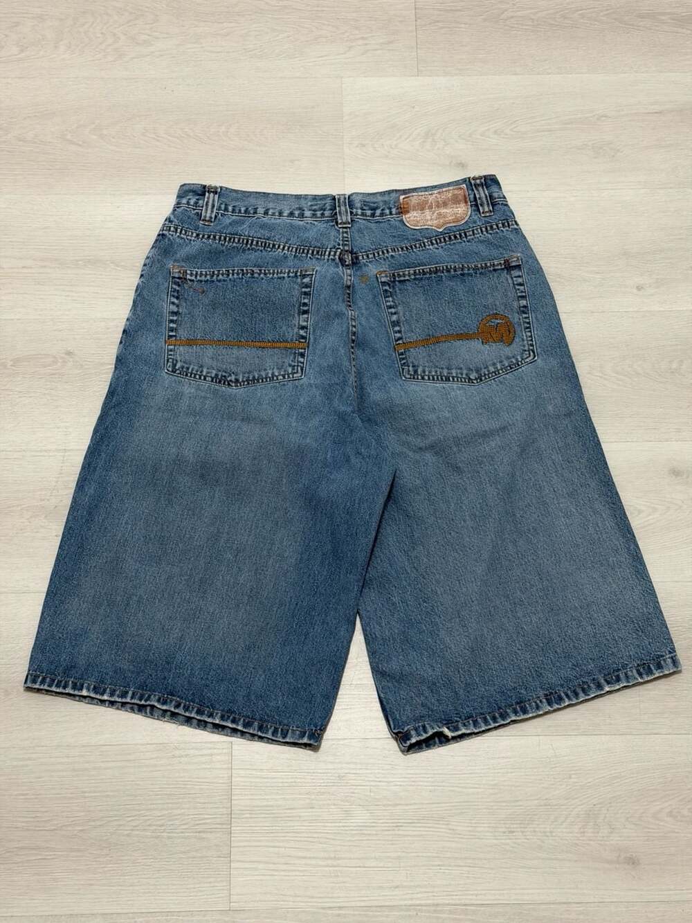 Vintage Mecca USA Y2K Baggy Embroidered Denim Jean Shorts Jorts Size 38
